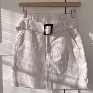 Zara Cream Corduroy Buckle Miniskirt